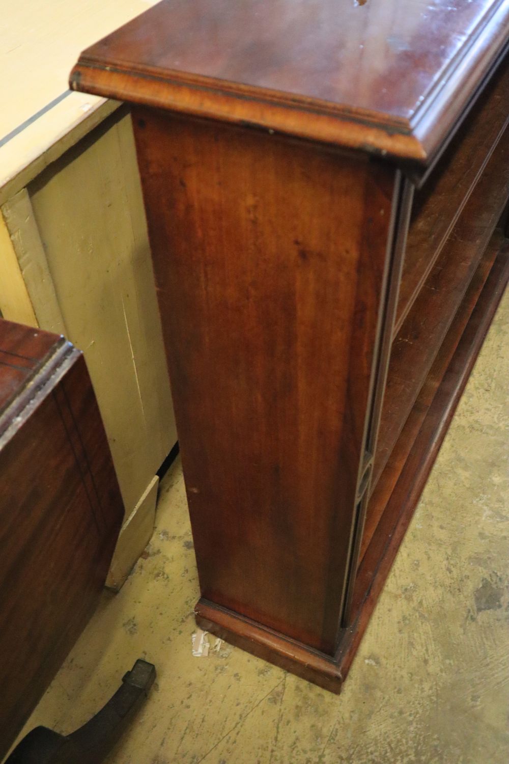 A Victorian mahogany three shelf open bookcase, width 128cm